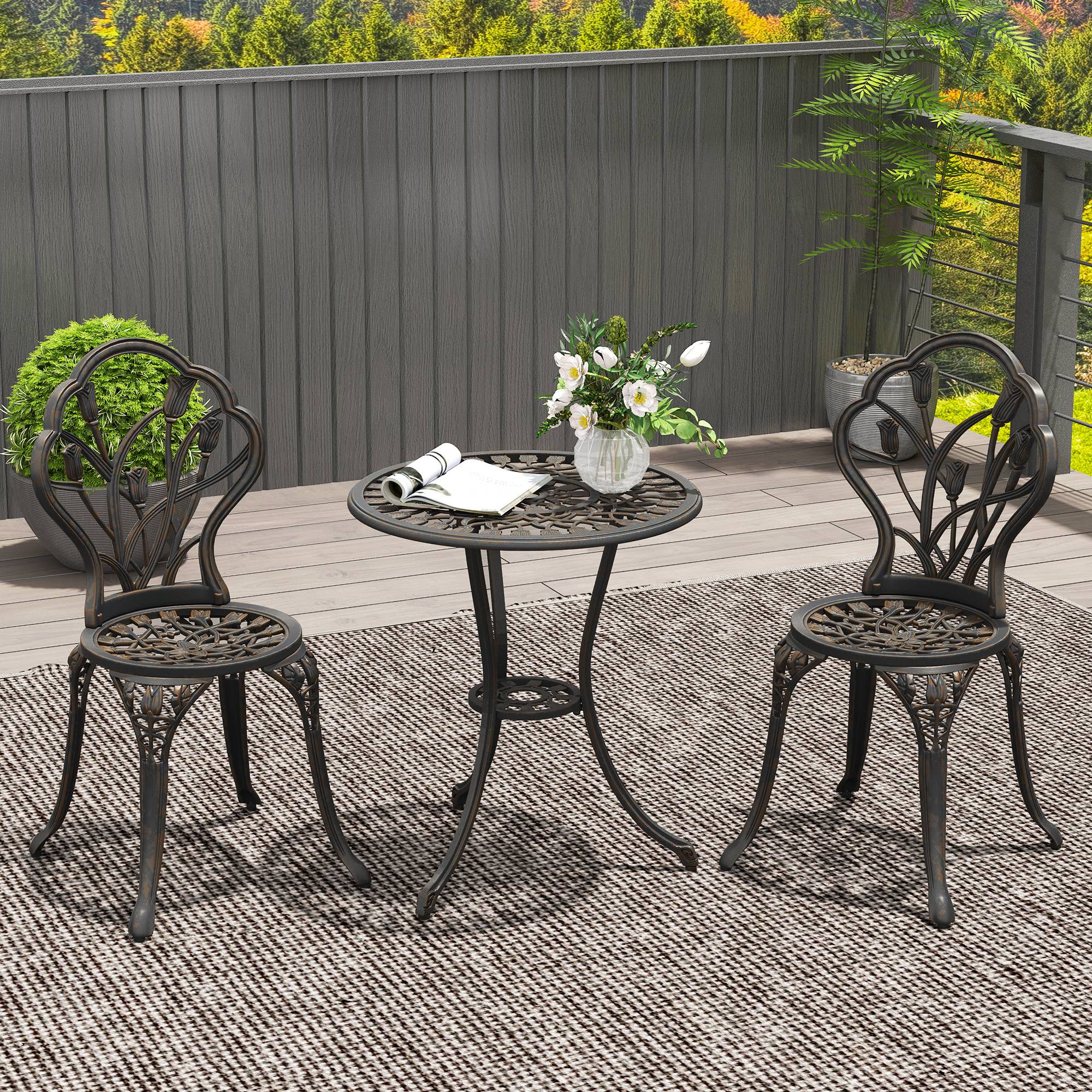 ComfortXL - Salon de jardin 3 pièces aluminium terrasse trou parasol rétro bronze - ComfortXL Outdoor Living - Image 3