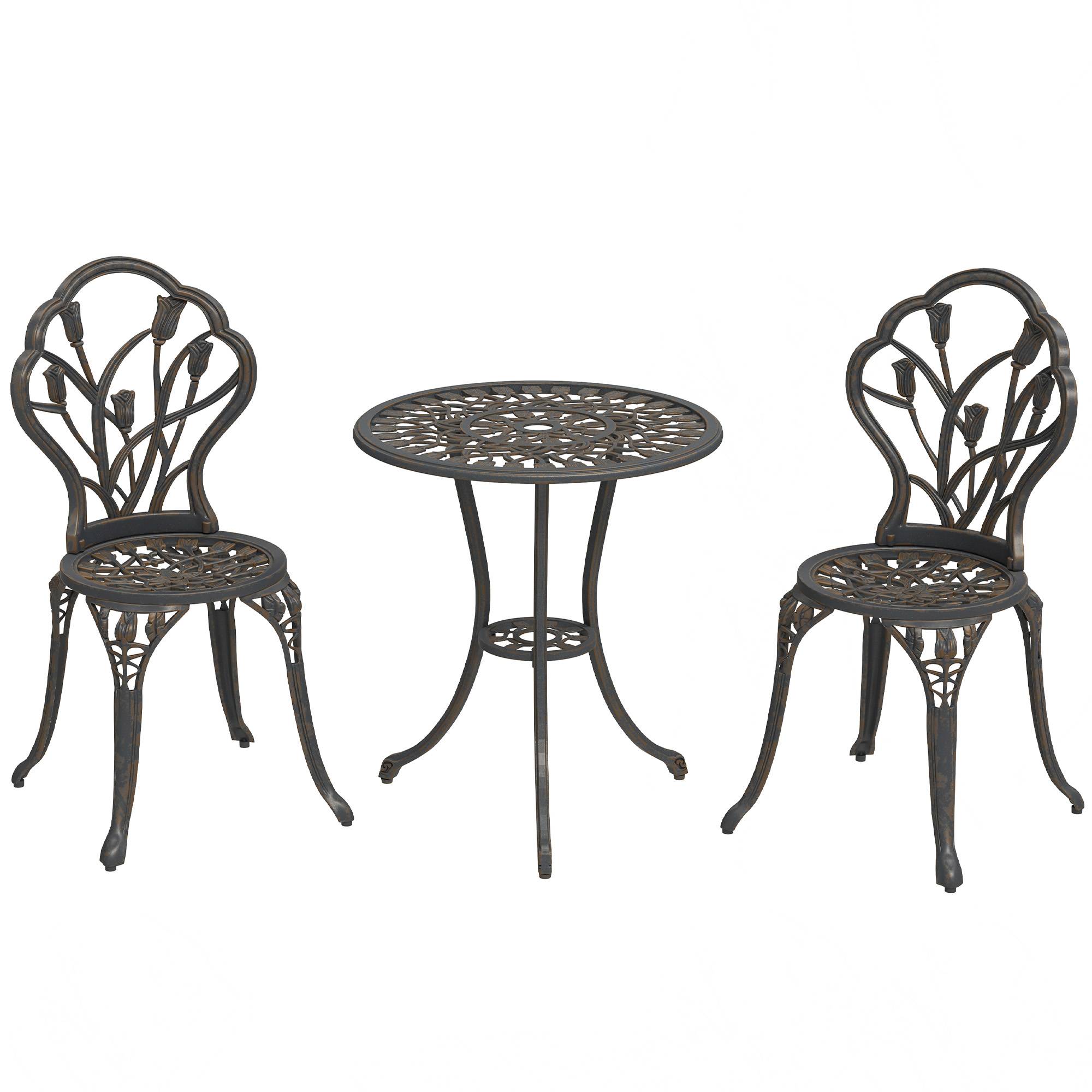 ComfortXL - Salon de jardin 3 pièces aluminium terrasse trou parasol rétro bronze - ComfortXL Outdoor Living - Image 1