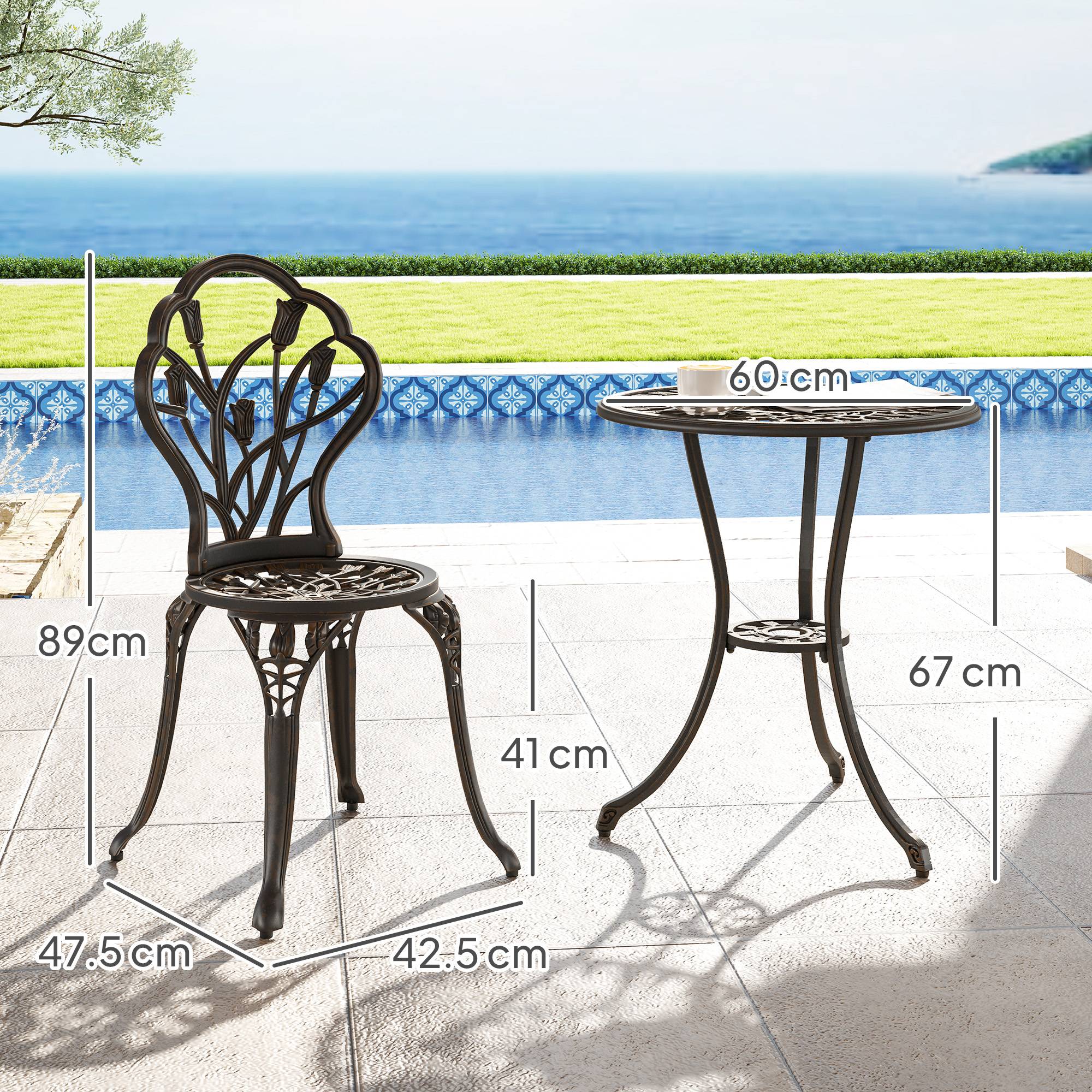 ComfortXL - Salon de jardin 3 pièces aluminium terrasse trou parasol rétro bronze - ComfortXL Outdoor Living - Image 5