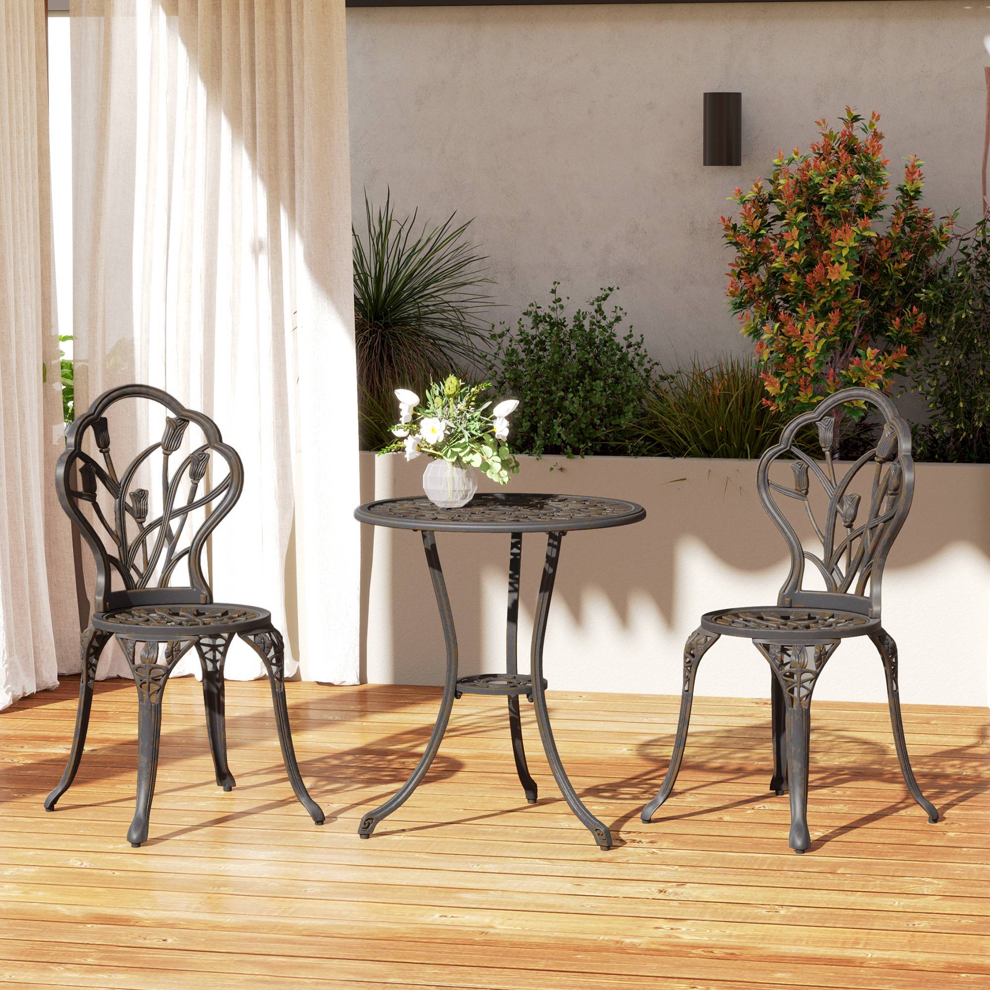 ComfortXL - Salon de jardin 3 pièces aluminium terrasse trou parasol rétro bronze - ComfortXL Outdoor Living - Image 4