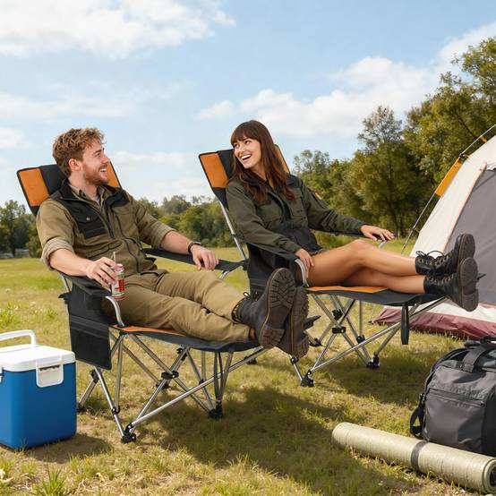 Lot de 2 chaises de camping pliables tissu Oxford orange 125 x 48 x 90 cm - PANGIVO - Image 4