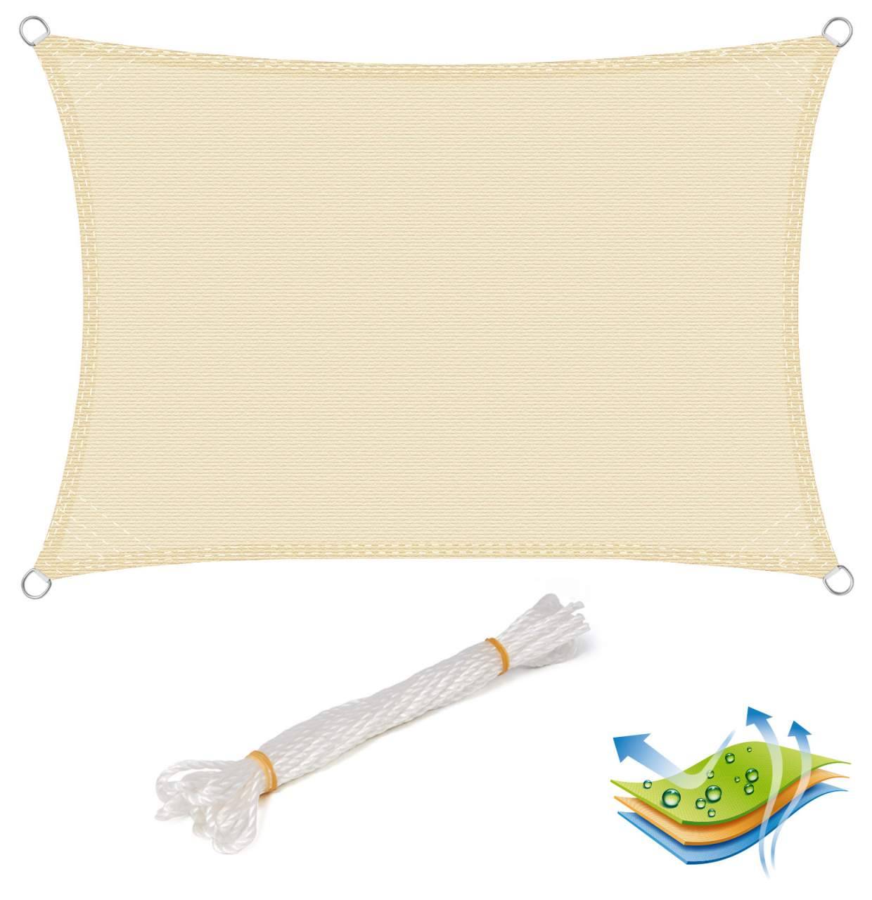 Helloshop26 - Voile d'ombrage auvent avec protection UV crème déperlante 2x3 m - Image 1