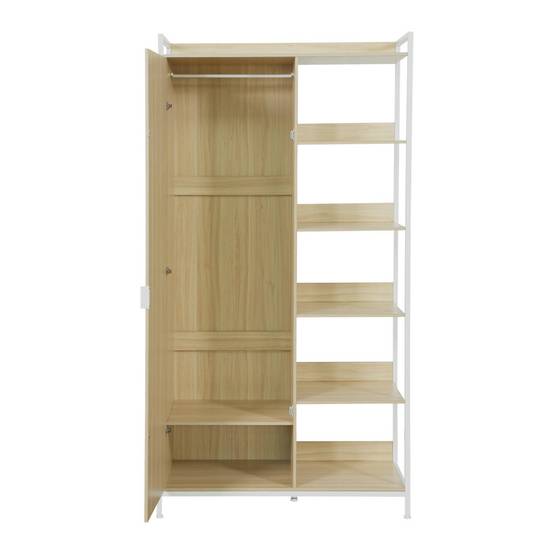 Module dressing blanc avec 1 penderie. 6 étagères et 1 porte. L 100 x P 48 x H 190 cm | sweeek - Image 3