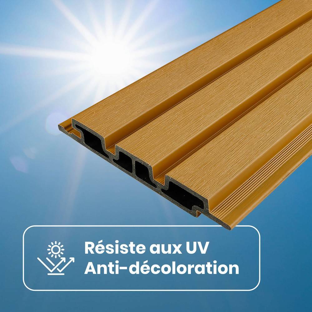 Kit Bardage Composite MEZZO Latte - Superficie : 5m² - Dimension des lames : 220x17,8x2,3 cm - Aspect mat - Image 5
