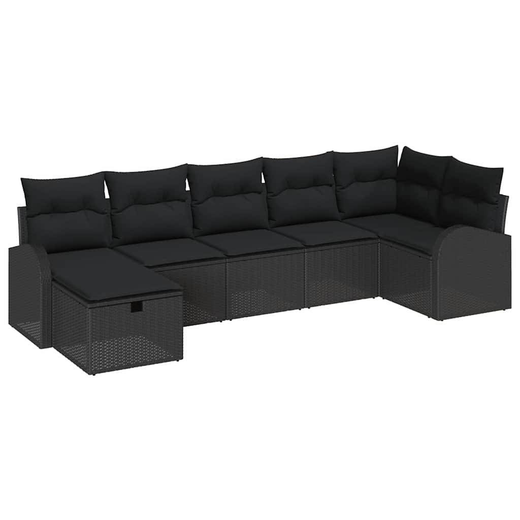 Vidaxl - Ensemble de Canapés avec coussin 7 pcs Noir polyrotin vidaXL 3359102 - Image 2