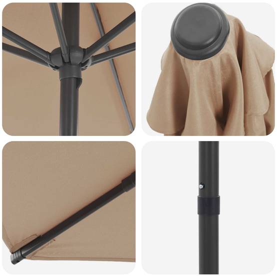 Parasol polyester taupe 269 x 269 x 223 cm - PANGIVO - Image 5