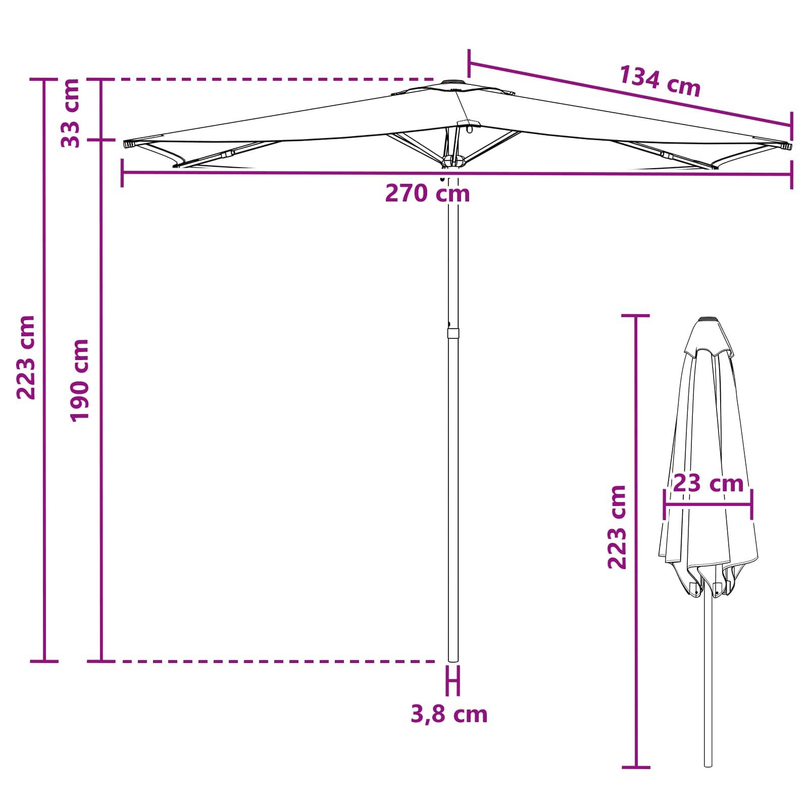 Parasol polyester taupe 269 x 269 x 223 cm - PANGIVO - Image 7
