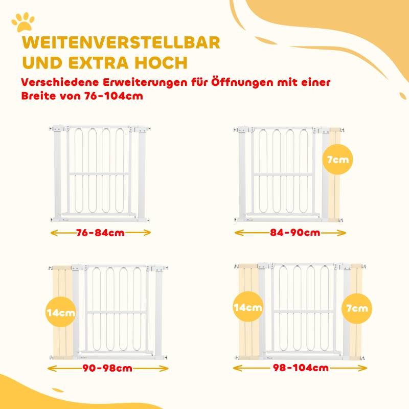 Barrière Sécurité Extensible Escalier Chien Double Verrouillage 76-104cm Blanc - ComfortXL Outdoor Living - Image 4