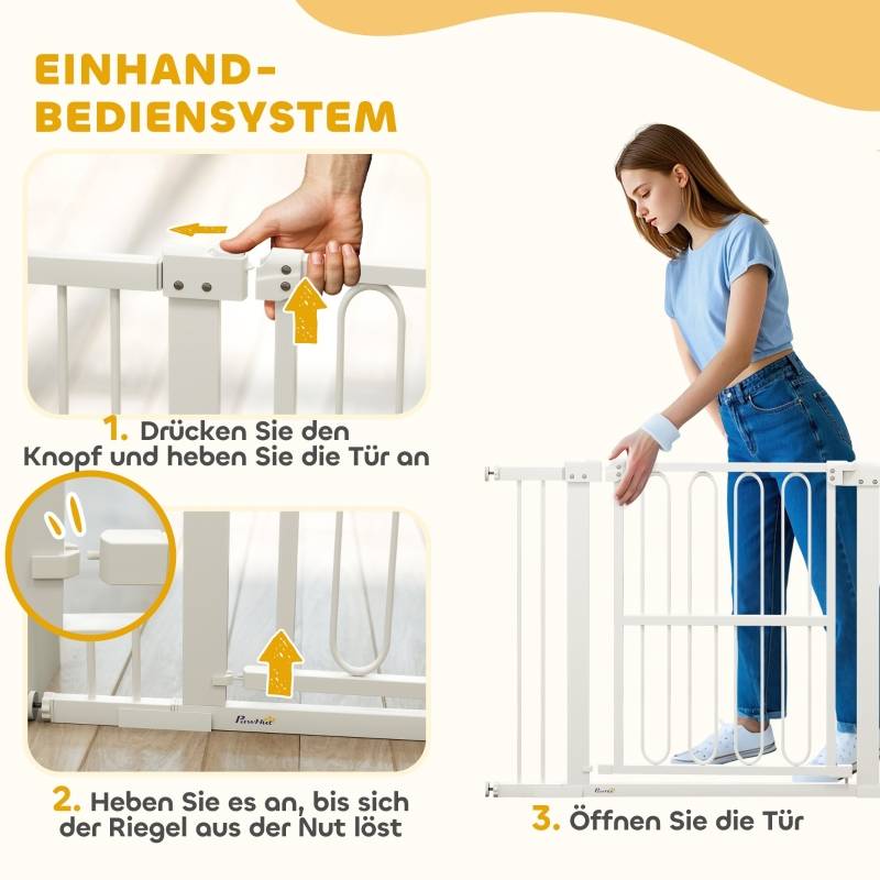 Barrière Sécurité Extensible Escalier Chien Double Verrouillage 76-104cm Blanc - ComfortXL Outdoor Living - Image 6