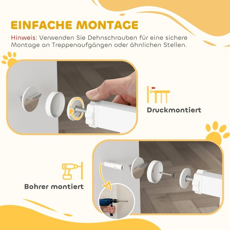 Barrière Sécurité Extensible Escalier Chien Double Verrouillage 76-104cm Blanc - ComfortXL Outdoor Living - Image 5