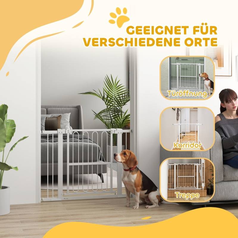 Barrière Sécurité Extensible Escalier Chien Double Verrouillage 76-104cm Blanc - ComfortXL Outdoor Living - Image 8