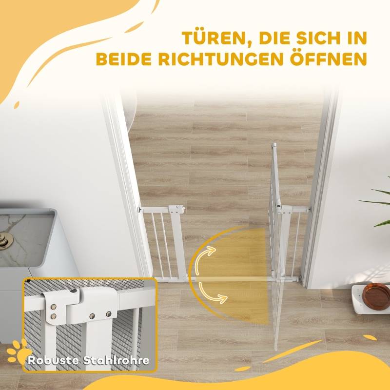 Barrière Sécurité Extensible Escalier Chien Double Verrouillage 76-104cm Blanc - ComfortXL Outdoor Living - Image 7