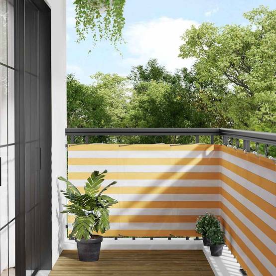 Paravent de balcon polyester Oxford jaune et blanc 1000 x 90 cm - PANGIVO - Image 1
