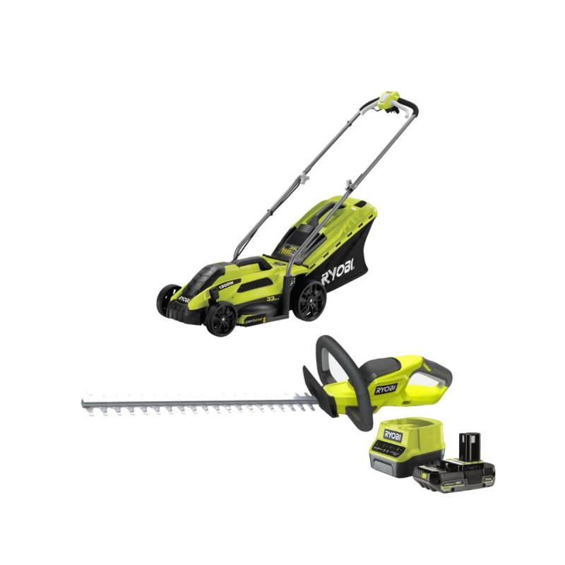 Ryobi - Pack RYOBI Tondeuse électrique 1300W 33cm RLM13E33S - Taille-haies 18V One+ OHT1845 - Batterie 2,0Ah et chargeur - Image 1
