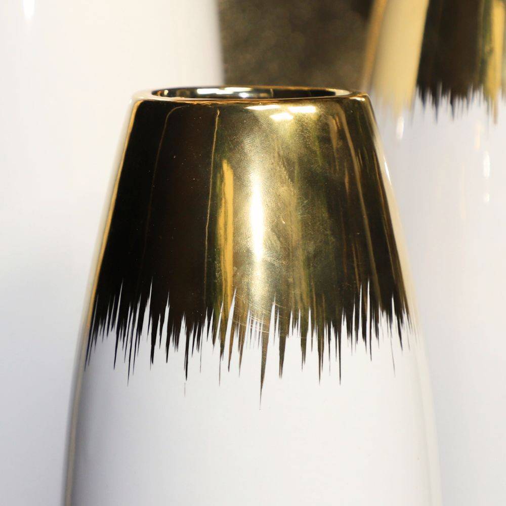 Vase en céramique blanc et doré 12 x 30.5 cm Chemin de campagne - Image 4