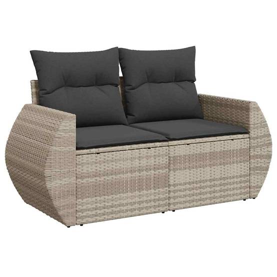 ComfortXL - Salon de Jardin Bas 10 Pièces Résine Gris Clair pour 9 Personnes avec Table et Coussins Gris – ComfortXL Outdoor Living - Image 3