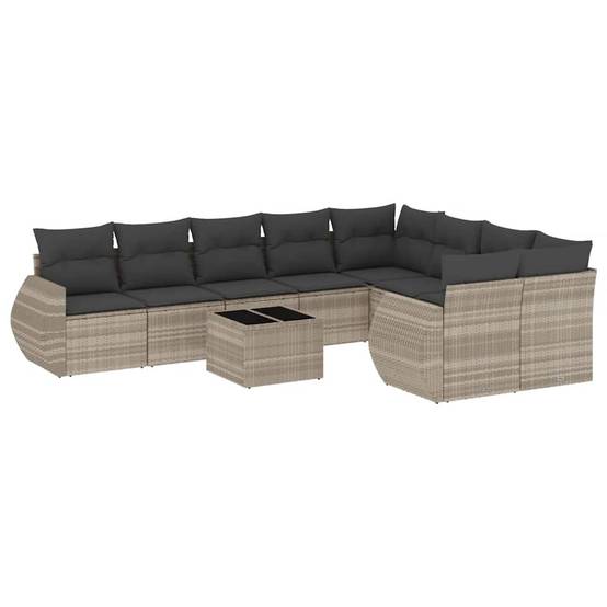 ComfortXL - Salon de Jardin Bas 10 Pièces Résine Gris Clair pour 9 Personnes avec Table et Coussins Gris – ComfortXL Outdoor Living - Image 2