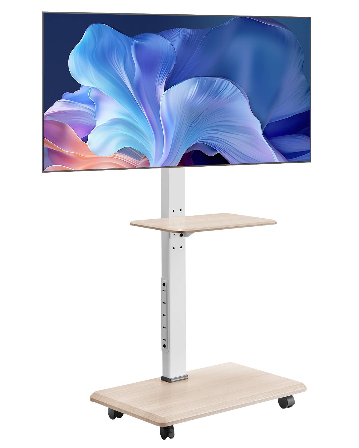 VEVOR Support TV à roulettes pour écrans 81.3-177.8cm, hauteur réglable avec plateau, charge 40kg, VESA 600x400mm. - Image 1