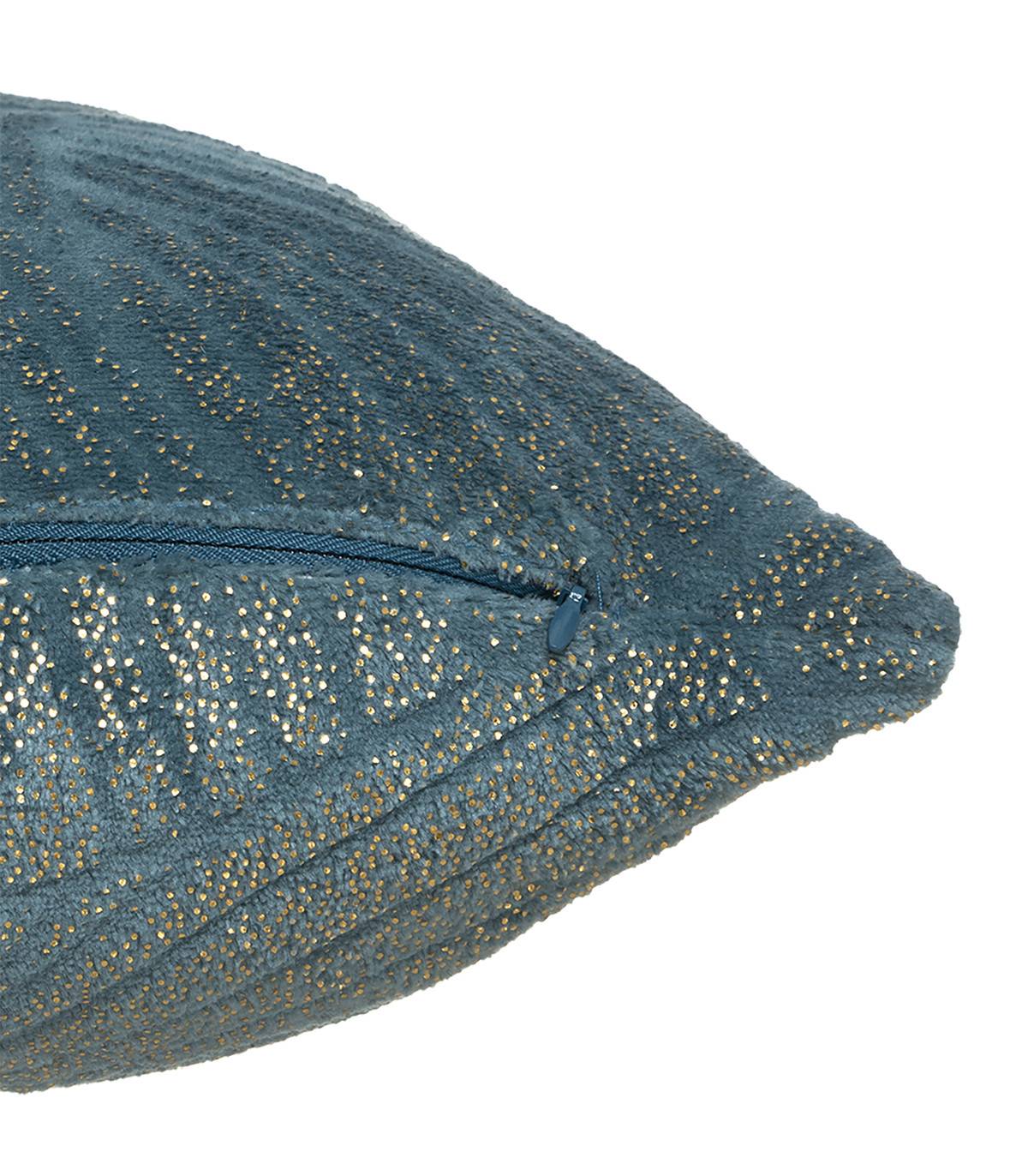 Coussin déhoussable Bleu Canard motif Doré en relief 40 x 40 cm - Image 3