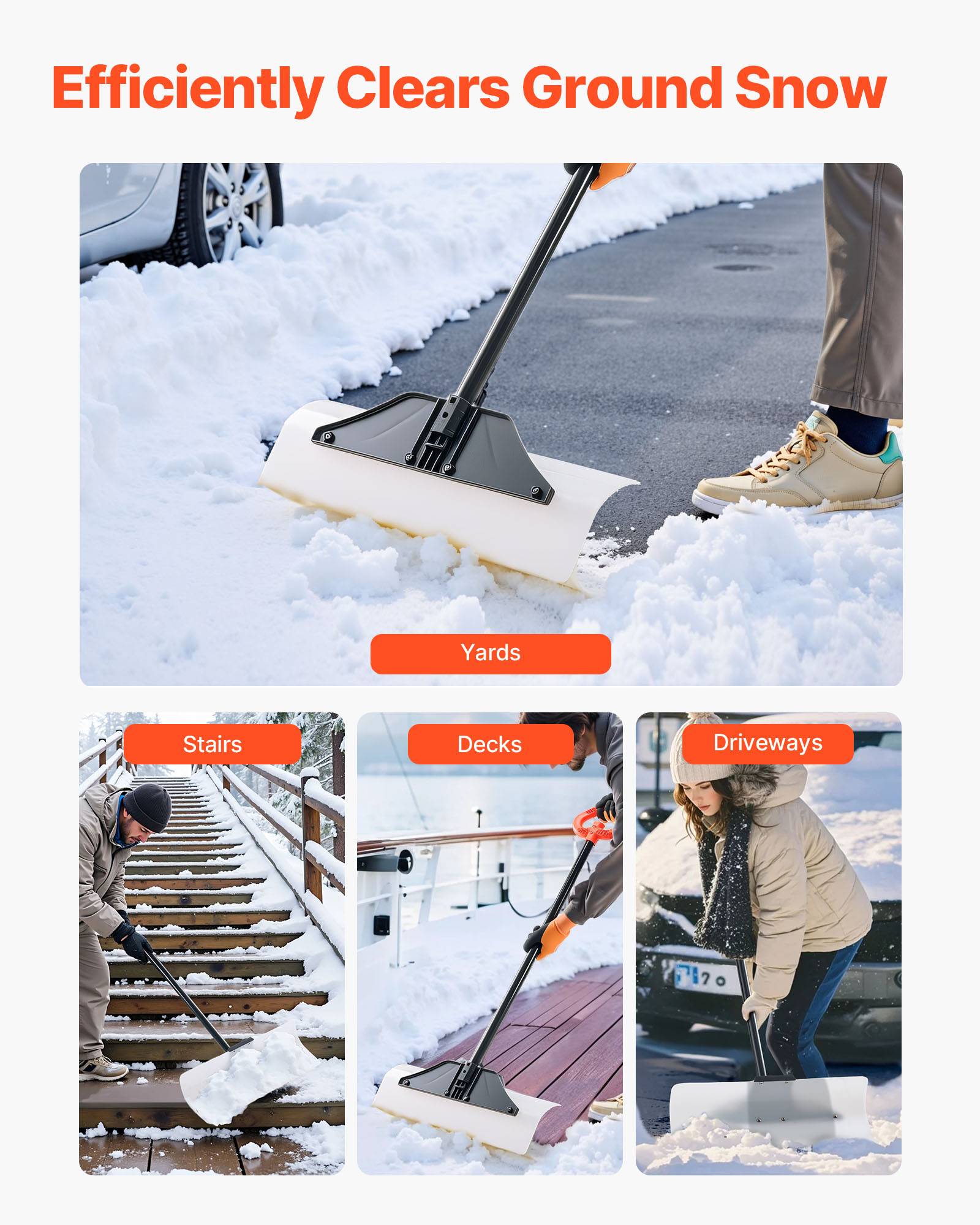 Vevor - VEVOR Pelle à Neige Poussoir à Neige en Plastique PEHD 61 cm pour Allée Escalier - Image 6