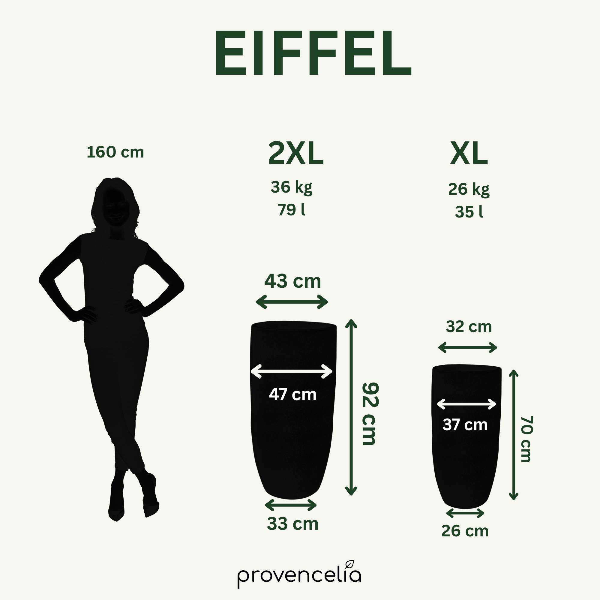 Provencelia - Pot EIFFEL 47x92cm vert crème - Image 6