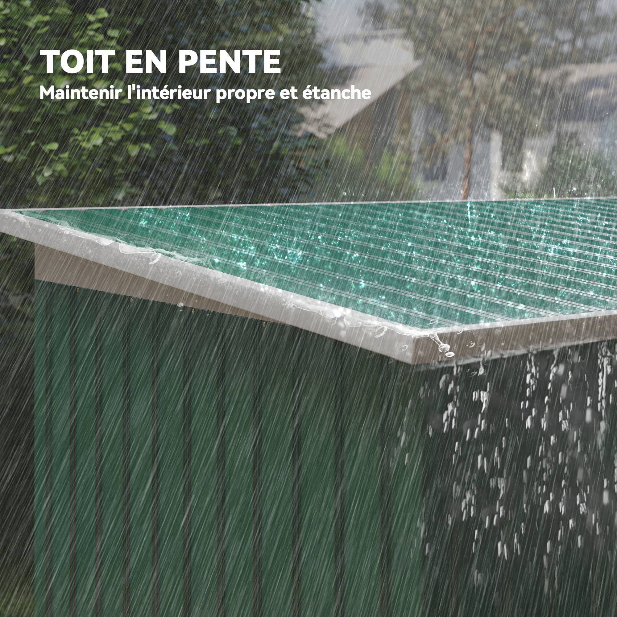 ComfortXL - Abri de jardin acier galvanisé extérieur rangement outils 280x130x172cm vert foncé - ComfortXL Outdoor Living - Image 9