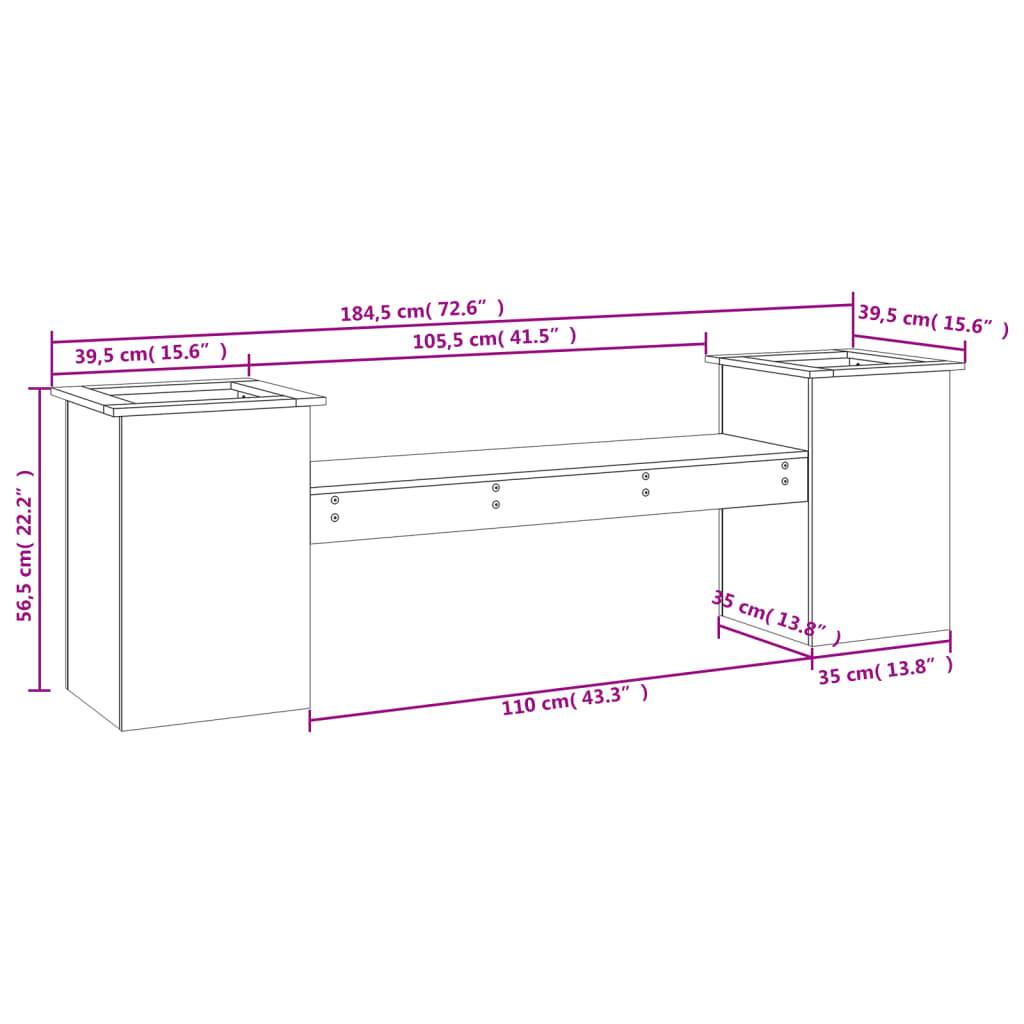 Vidaxl - Banc avec jardinières 184,5x39,5x56,5 cm bois massif de pin vidaXL 825170 - Image 3