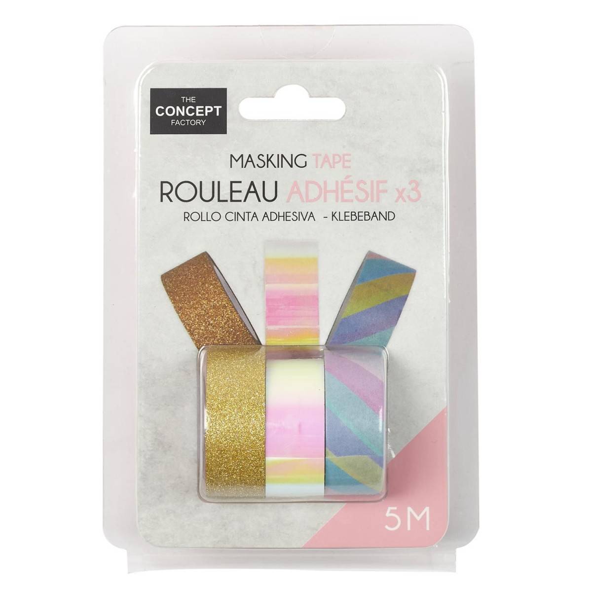 The Concept Factory - Lot de 3 Rouleaux Adhésifs "Pop" 5M Multicolore - Image 5