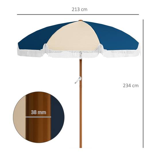 Parasol inclinable rond en polyester et acier bleu et beige 265 x 265 x 245 cm - PANGIVO - Image 5