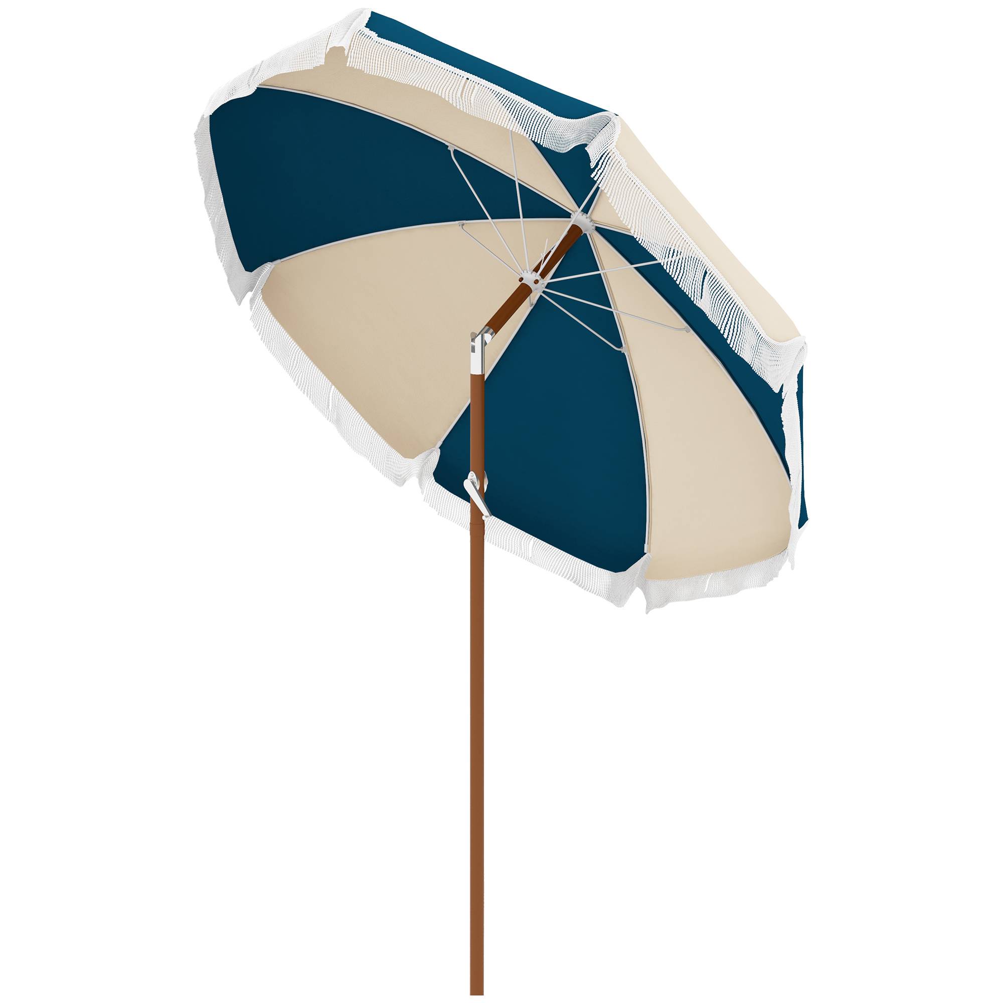 Parasol inclinable rond en polyester et acier bleu et beige 265 x 265 x 245 cm - PANGIVO - Image 2