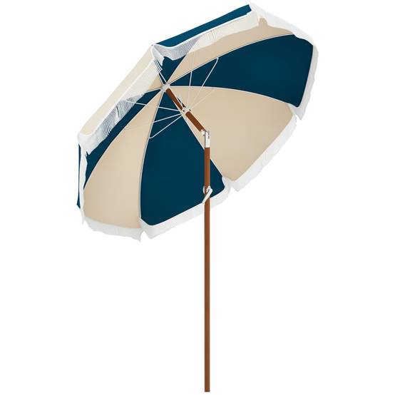 Parasol inclinable rond en polyester et acier bleu et beige 265 x 265 x 245 cm - PANGIVO - Image 1
