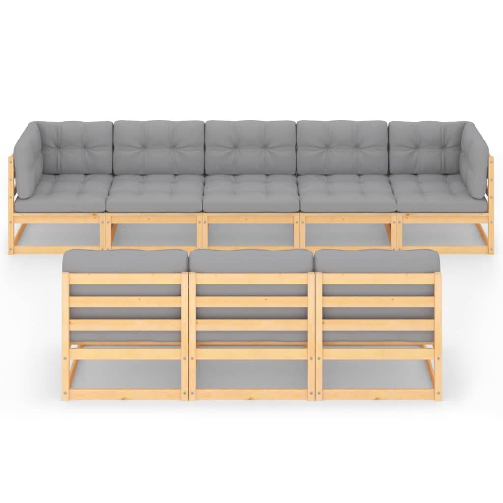 Helloshop26 - Salon de jardin meuble d'extérieur ensemble de mobilier 8 pièces avec coussins bois de pin massif - Image 2