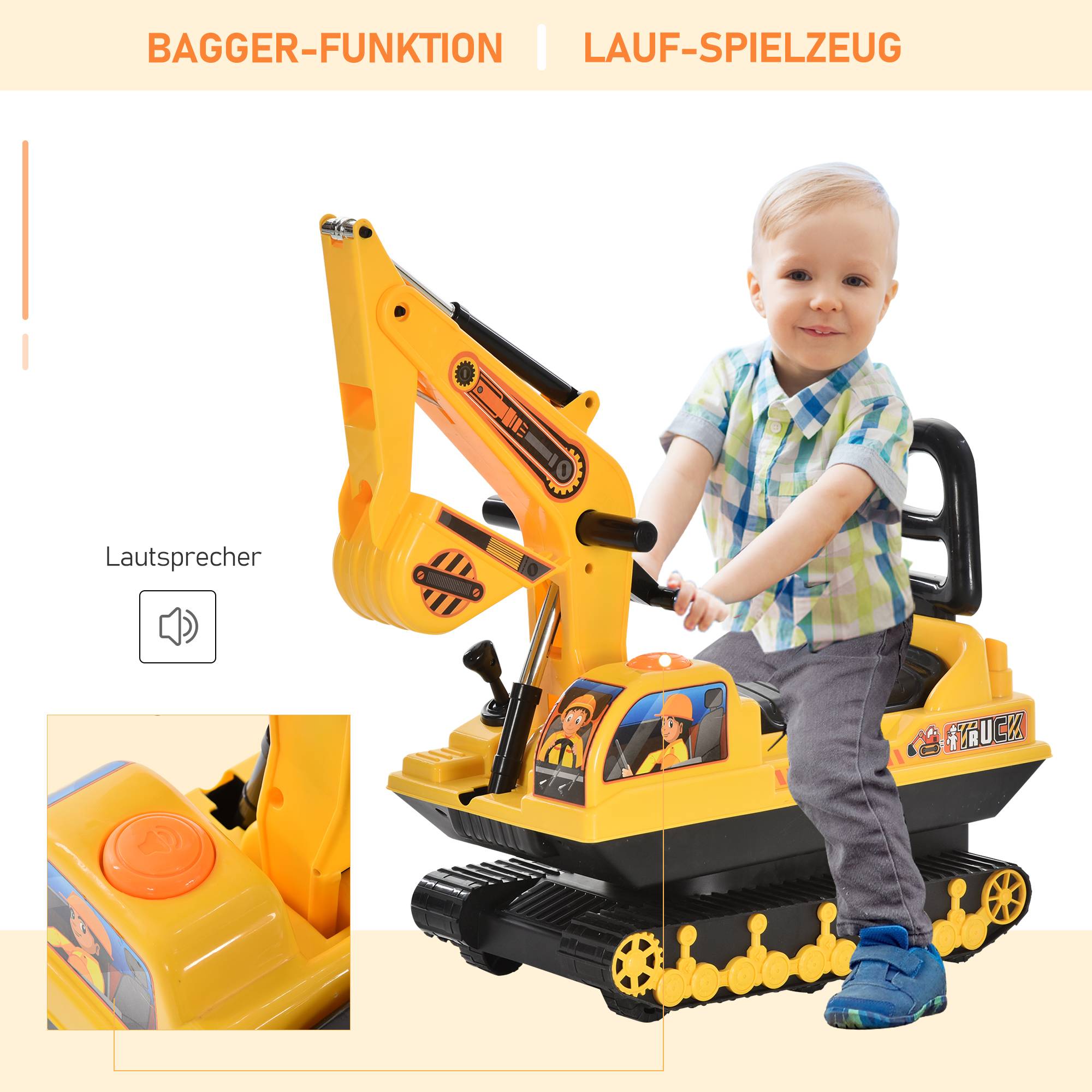 Pelle mécanique à pédales avec pelle et,pelle mécanique à pédales pour enfants jusqu'à 30 kg, pelle à sable à pédales pour enfants de 18 mois à 4 ans - Image 6