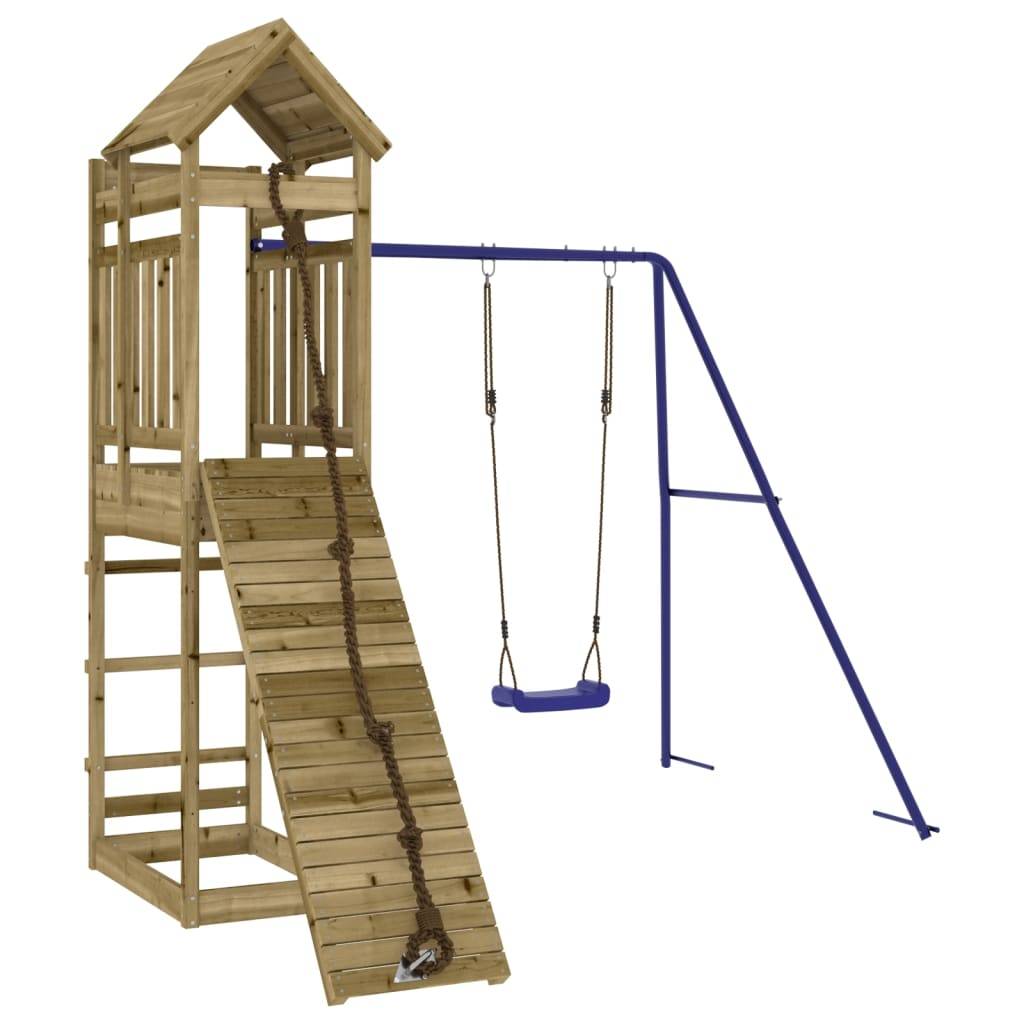 Helloshop26 - Aire de jeux d'extérieur balançoires toboggan portiques robuste jeux jardin 520,95 bois de pin imprégné - Image 1