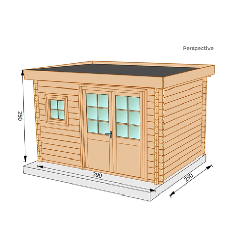 Studio de jardin CHEVRIL 12m² - Bois Douglas épaisseur 55mm - Porte & fenêtres PVC - Toiture Bacacier avec voliges ss toiture - MON CHALET DE JARDIN - Image 3