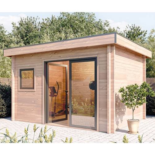 Studio de jardin CHEVRIL 12m² - Bois Douglas épaisseur 55mm - Porte & fenêtres PVC - Toiture Bacacier avec voliges ss toiture - MON CHALET DE JARDIN - Image 1