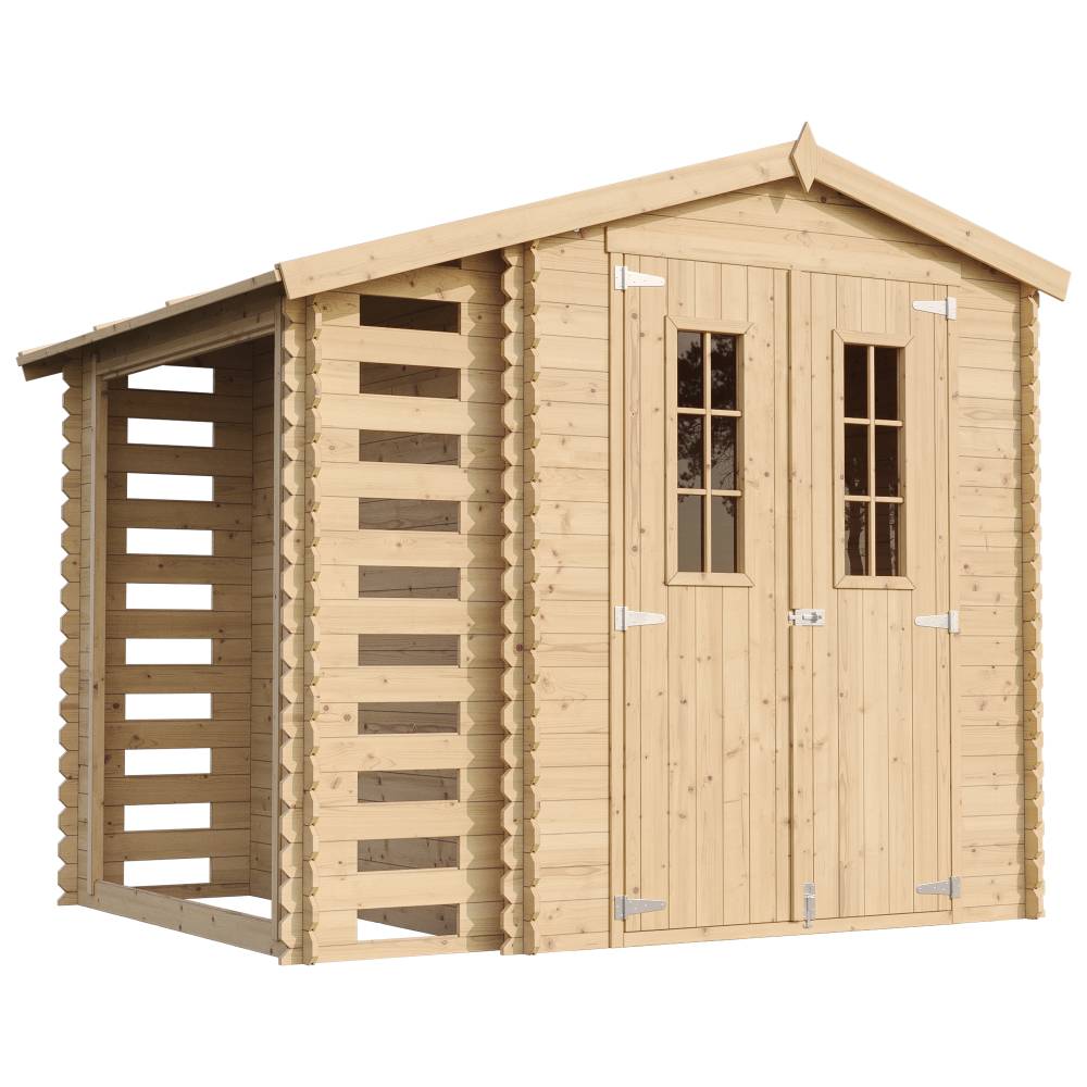 Timbela - Abri de jardin en bois et range bûches extérieur I206xL272xH218 cm / 3,53+0,97 m² - Stockage extérieur - 19 mm d’épaisseur - Timbela M386C - Image 2