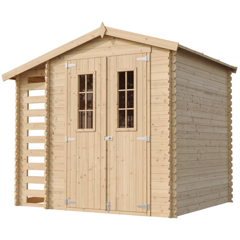 Timbela - Abri de jardin en bois et range bûches extérieur I206xL272xH218 cm / 3,53+0,97 m² - Stockage extérieur - 19 mm d’épaisseur - Timbela M386C - Image 4