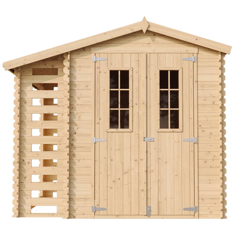 Timbela - Abri de jardin en bois et range bûches extérieur I206xL272xH218 cm / 3,53+0,97 m² - Stockage extérieur - 19 mm d’épaisseur - Timbela M386C - Image 3