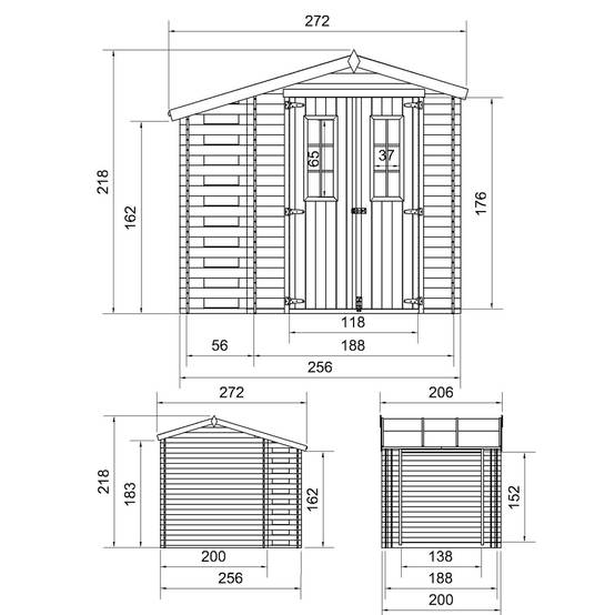 Timbela - Abri de jardin en bois et range bûches extérieur I206xL272xH218 cm / 3,53+0,97 m² - Stockage extérieur - 19 mm d’épaisseur - Timbela M386C - Image 5