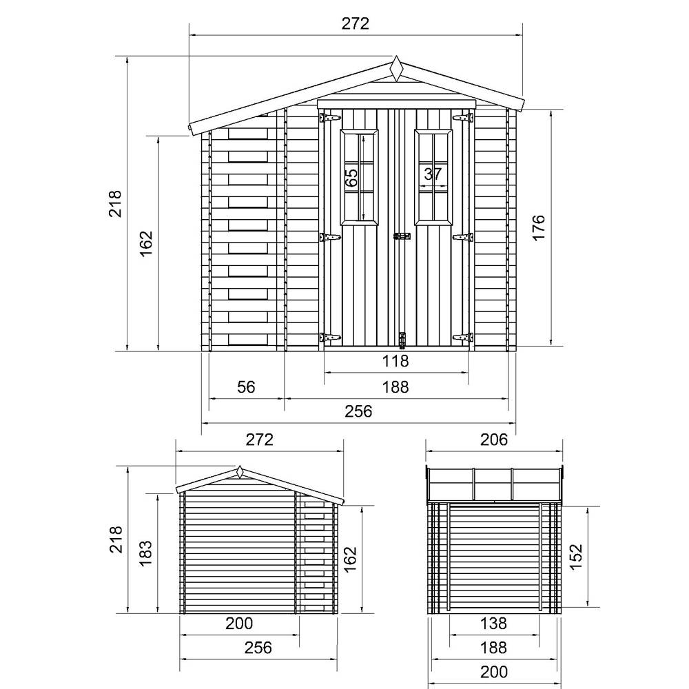 Timbela - Abri de jardin en bois et range bûches extérieur I206xL272xH218 cm / 3,53+0,97 m² - Stockage extérieur - 19 mm d’épaisseur - Timbela M386C - Image 5