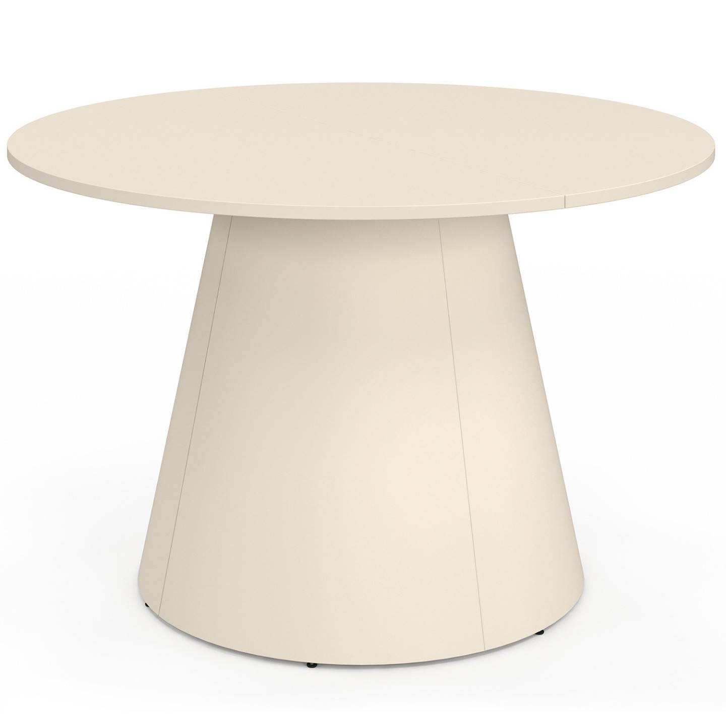 IDMARKET - Table de jardin ronde AMELIA 120 CM 6 personnes avec pied central en métal beige - Image 3