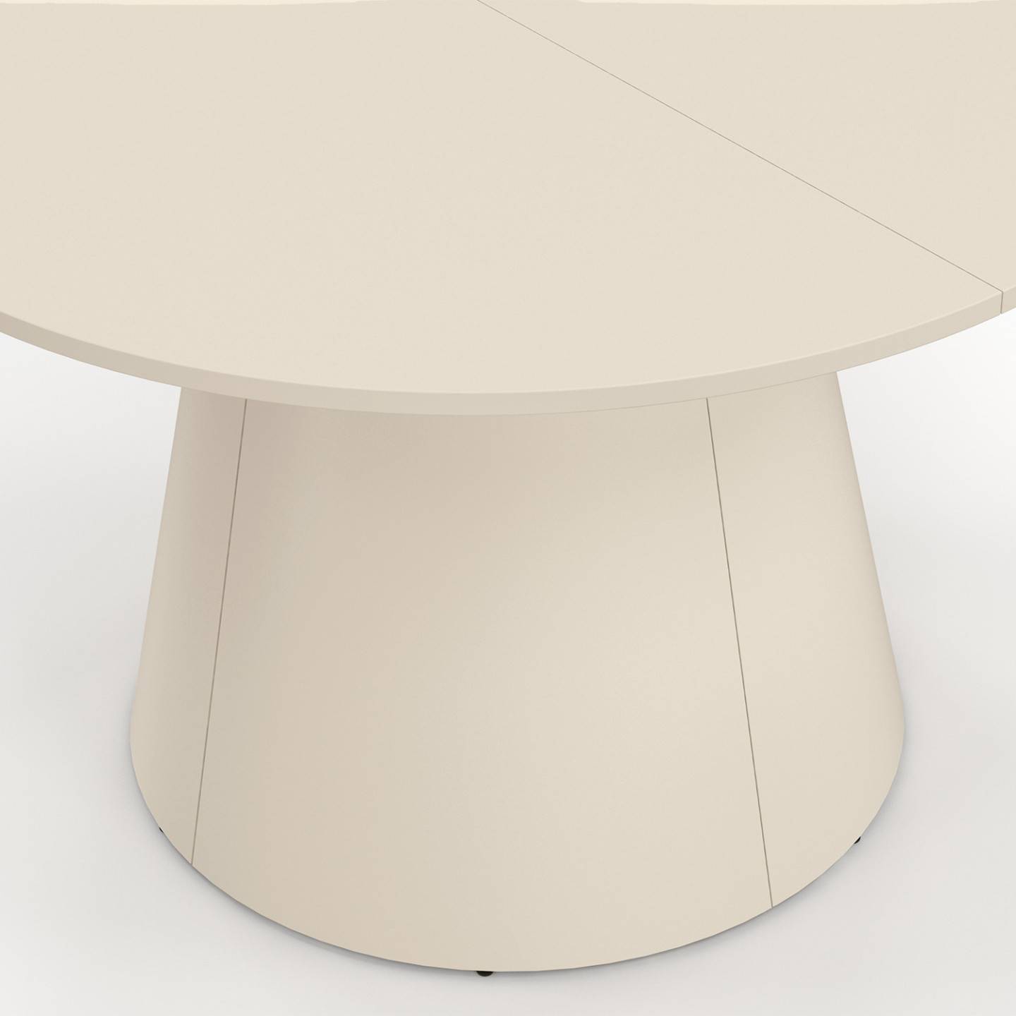 IDMARKET - Table de jardin ronde AMELIA 120 CM 6 personnes avec pied central en métal beige - Image 6