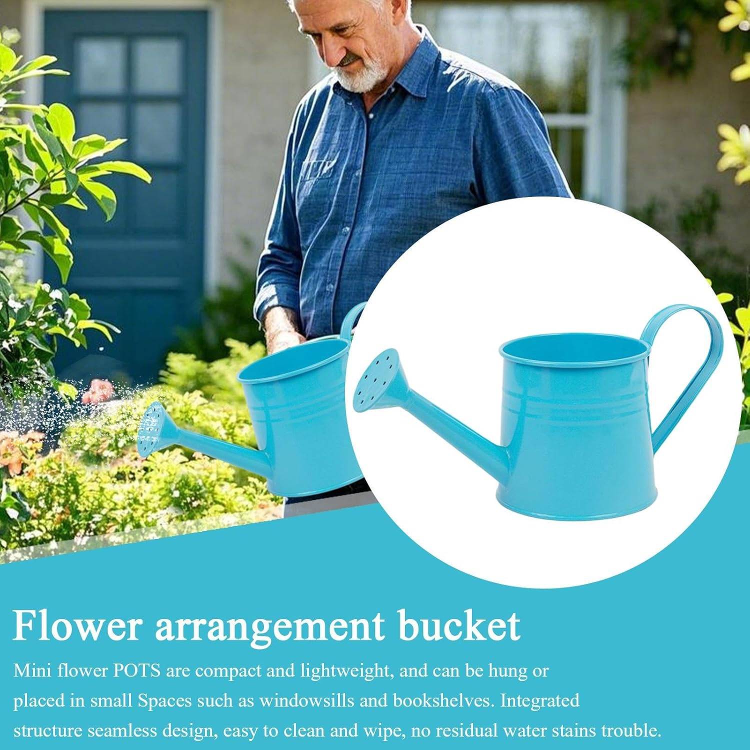 Arrosoir Métal Bleu - Pour Plantes & Enfants-Living123 - Image 4