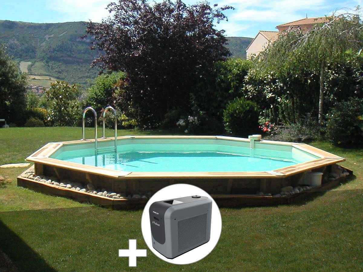 Ubbink - Kit piscine bois Ubbink Océa 5,80 x 1,30 m - Liner gris + Poolican