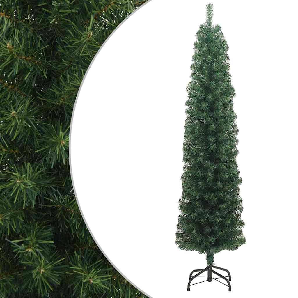 Sapin De Noël - Arbre de Noël artificiel mince avec support vert 180 cm PVC - Image 2