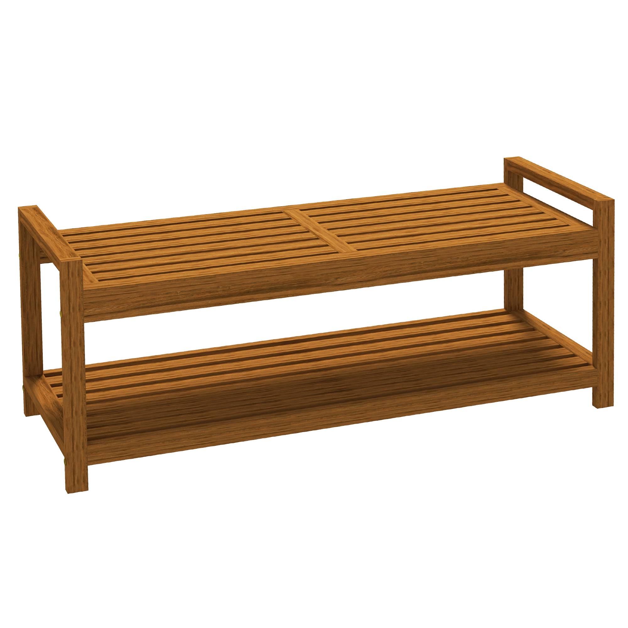 Outsunny - Banc de jardin avec étagère et assise à lattes en bois d'acacia - Outsunny - Image 1