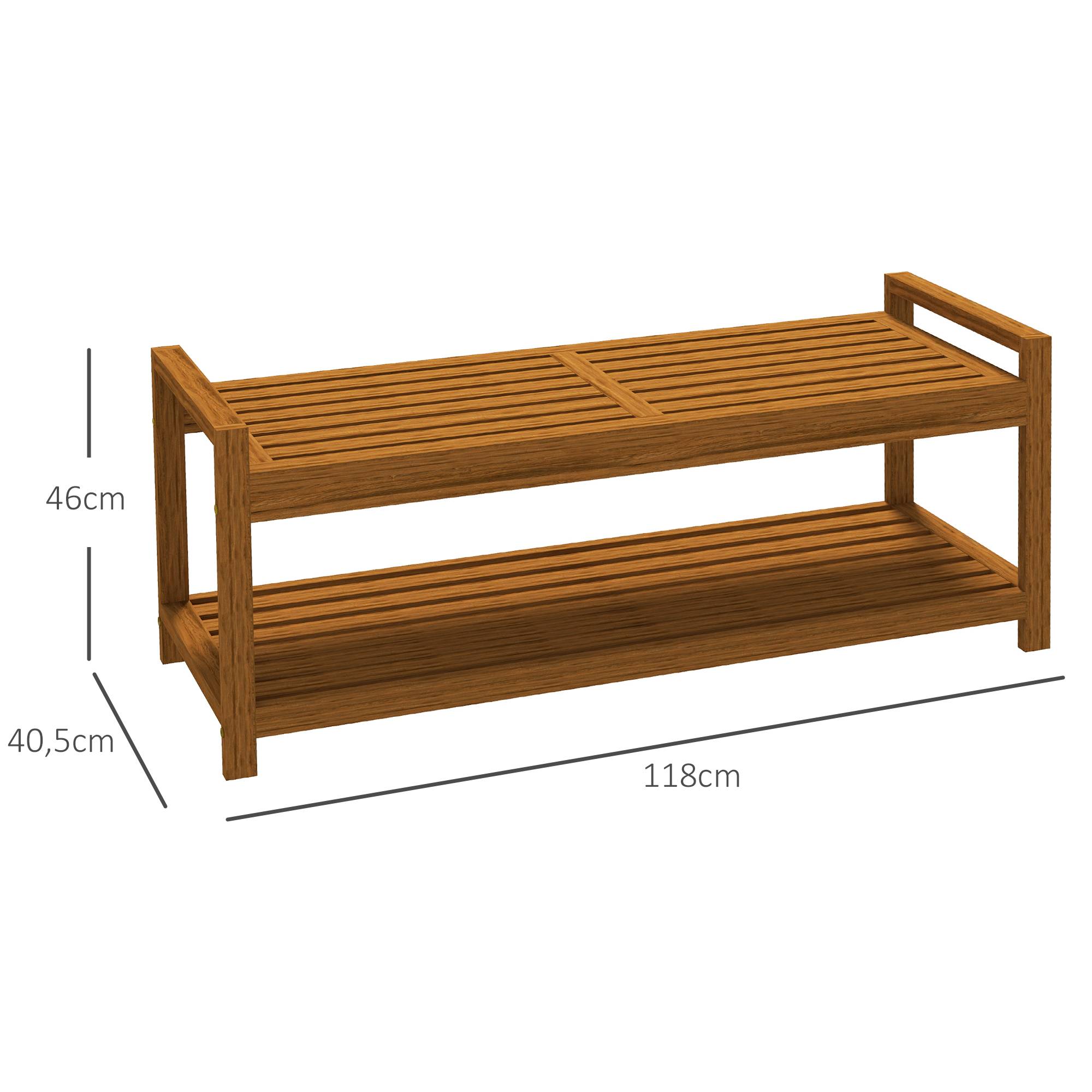 Outsunny - Banc de jardin avec étagère et assise à lattes en bois d'acacia - Outsunny - Image 3