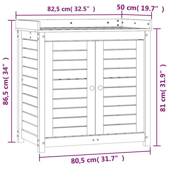 Table de rempotage en Pin massif Avec armoire de rangement pour Jardin et Serre Blanc 82.5x50x86.5 cm – ComfortXL Outdoor Living - Image 10