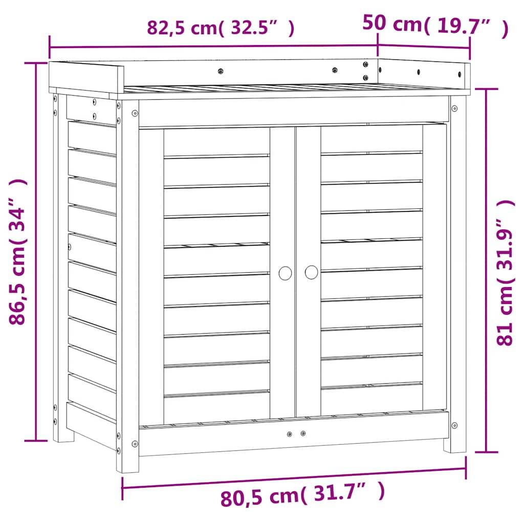 Table de rempotage en Pin massif Avec armoire de rangement pour Jardin et Serre Blanc 82.5x50x86.5 cm – ComfortXL Outdoor Living - Image 10